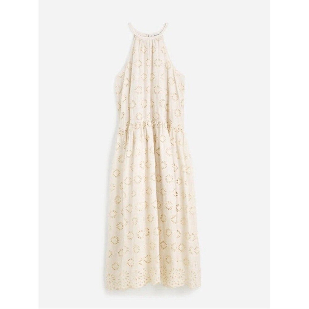 Madewell $198 Embroidered Drop-Waist Maxi Dress Floral Eyelet Ivory Size XXS - Picture 8 of 13
